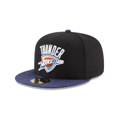 Black Oklahoma City Thunder Hat - New Era NBA Shadow Tech 59FIFTY Fitted Caps USA4031798